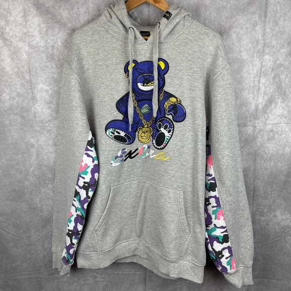 Screenshot Brand Men’s Extra Bear Camo Accent Grey Pullover Hoodie Size XXL - Picture 1 of 12
